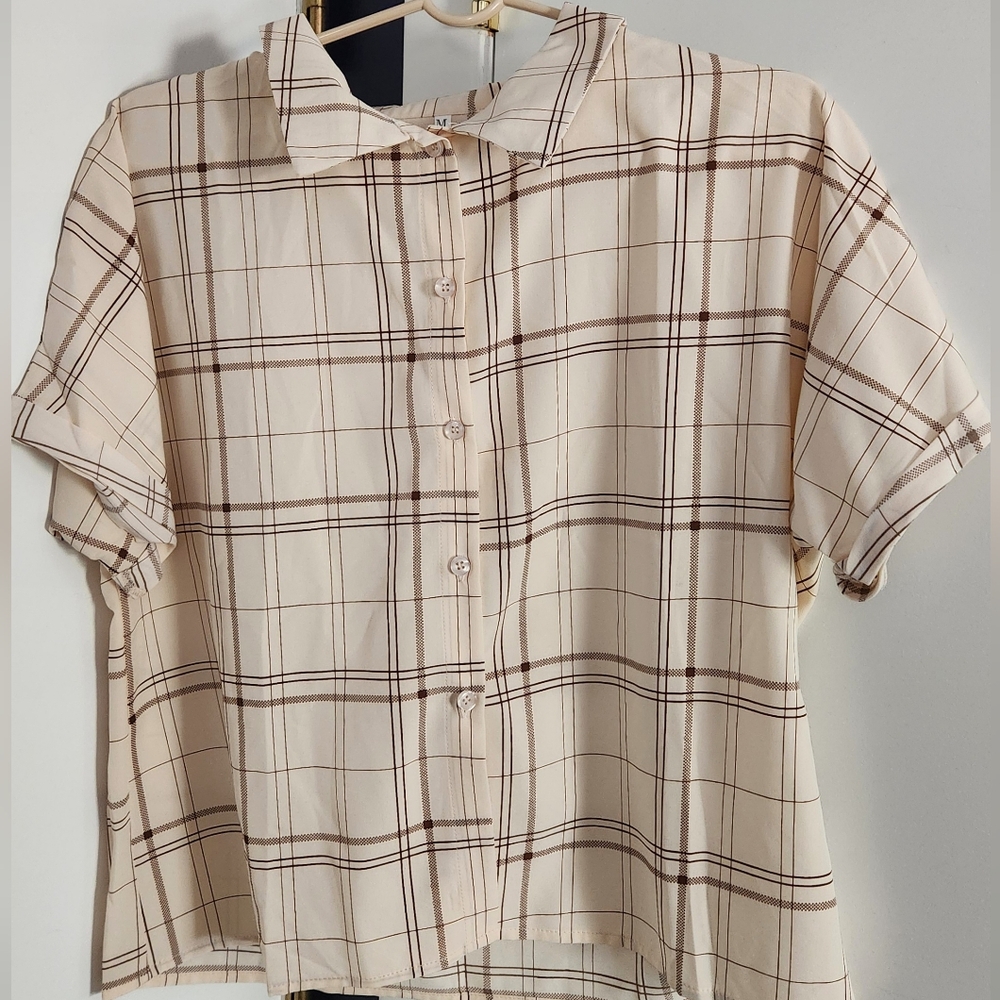 Plaid Short Sleeve Button-Up Shirt